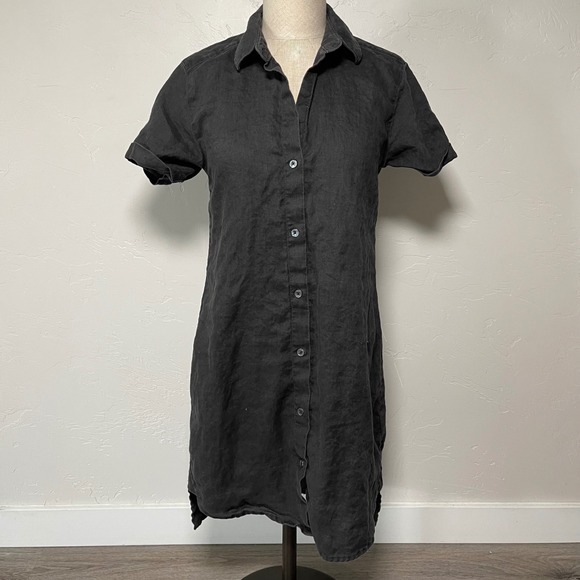 Standard James Perse Women's Dress 100% Linen Button Down Short Sleeve 1‎  Gray - Picture 1 of 8
